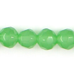 4mm transparent faceted round (hole size 1mm), OPAL GREEN