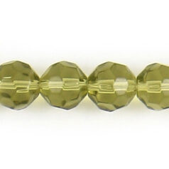 4mm transparent faceted round (hole size 1mm), OLIVE