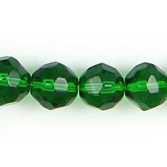 4mm transparent faceted round (hole size 1mm), LIGHT EMERALD