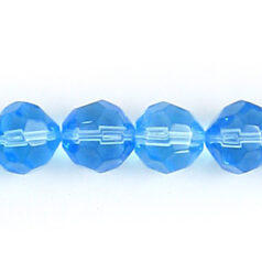 4mm transparent faceted round (hole size 1mm), AQUA
