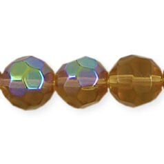 10mm faceted round (hole size: 1.1mm), Light Topaz AB