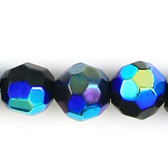 10mm faceted round (hole size: 1.1mm), Jet Black AB