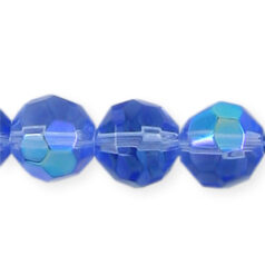 10mm faceted round (hole size: 1.1mm), Light Sapphire AB