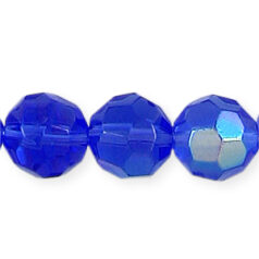 10mm faceted round (hole size: 1.1mm), Sapphire AB