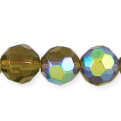 10mm faceted round (hole size: 1.1mm), Olivine AB