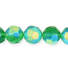 10mm faceted round (hole size: 1.1mm), Light Emerald AB