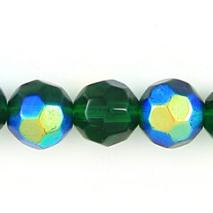 10mm faceted round (hole size: 1.1mm), Emerald AB