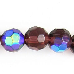 10mm faceted round (hole size: 1.1mm), Dark Amethyst AB
