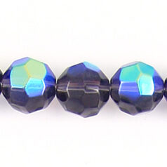 10mm faceted round (hole size: 1.1mm), Tanzanite AB