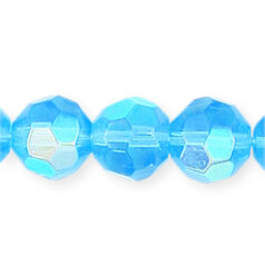 10mm faceted round (hole size: 1.1mm), Aqua AB