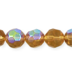 8mm Faceted Round (hole size:1.2mm), Light Topaz AB