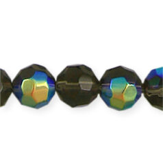 8mm Faceted Round (hole size:1.2mm), Black Diamond AB