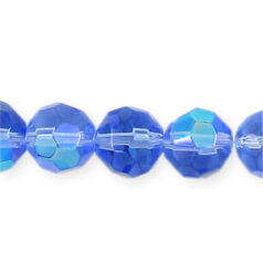 8mm Faceted Round (hole size:1.2mm), Light Sapphire AB
