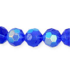 8mm Faceted Round (hole size:1.2mm), Sapphire AB