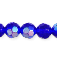 8mm Faceted Round (hole size:1.2mm), Cobalt Blue AB