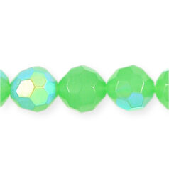8mm Faceted Round (hole size:1.2mm), Green Opal AB