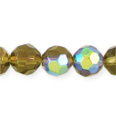 8mm Faceted Round (hole size:1.2mm), Olive AB