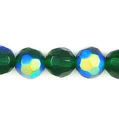 8mm Faceted Round (hole size:1.2mm), Emerald AB
