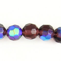 8mm Faceted Round (hole size:1.2mm), Dark Amethyst AB