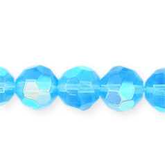 8mm Faceted Round (hole size:1.2mm), Aqua AB