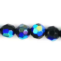 6mm Faceted Round (hole size: 0.9mm), Jet AB