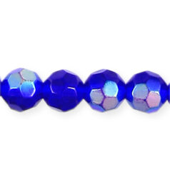 6mm Faceted Round (hole size: 0.9mm, Cobalt Blue AB