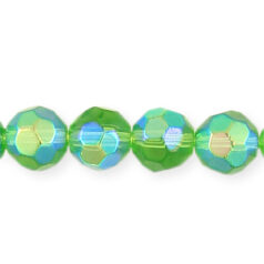 6mm Faceted Round (hole size: 0.9mm, Peridot AB