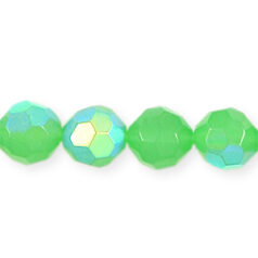 6mm Faceted Round (hole size: 0.9mm, Opal Green AB