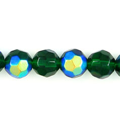 6mm Faceted Round (hole size: 0.9mm, Emerald AB