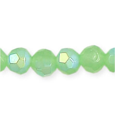 4mm faceted round (hole size 1.3mm), Opal Green AB