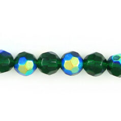 4mm faceted round (hole size 1.3mm), Emerald AB