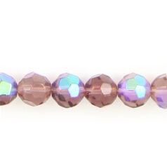 4mm faceted round (hole size 1.3mm), Light Amethyst AB