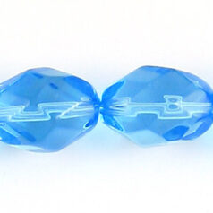 13x10mm faceted oval (hole size 1.3mm), Aqua, 
