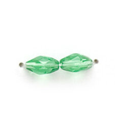 7x4mm Faceted Oval (hole size:1.2mm), Light Emerald