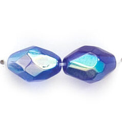 11x8mm Faceted Oval (hole size:1.3mm), Sapphire AB