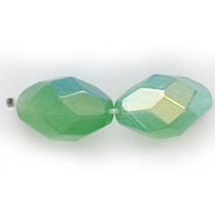 11x8mm Faceted Oval (hole size:1.3mm), Opal Green AB