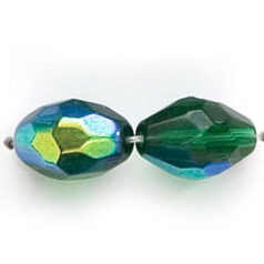11x8mm Faceted Oval (hole size:1.3mm), Emerald AB