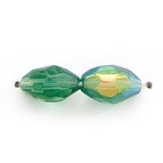 9x6mm Faceted Oval (hole size:0.9mm), Light Emerald AB