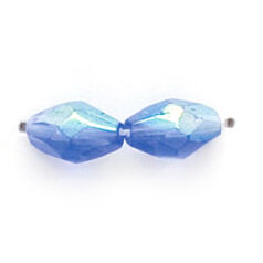 7x4mm Faceted Oval (hole size:0.7mm), Light Sapphire AB