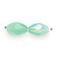 7x4mm Faceted Oval (hole size:0.7mm), Opal Green AB