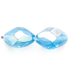 7x4mm Faceted Oval (hole size:0.7mm), Aqua AB