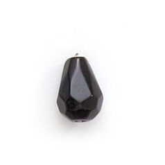 8x6mm Faceted Drop (hole size:1.3mm) - Jet Black