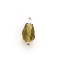 7x5mm Faceted Drop (hole size:1.3mm) - Olive