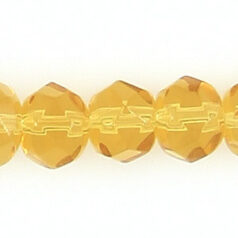 Bead, Polished Pressed Glass, 8x6mm faceted rondelle, Light Topaz, lead free