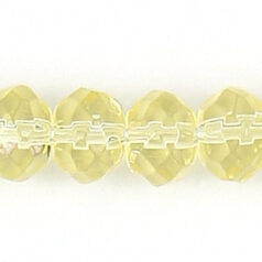 Bead, Polished Pressed Glass, 8x6mm faceted rondelle, Jonquil, lead free