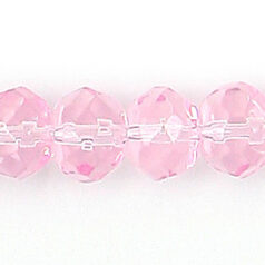 Bead, Polished Pressed Glass, 8x6mm faceted rondelle, Rosaline, lead free