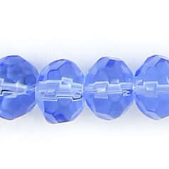 Bead, Polished Pressed Glass, 8x6mm faceted rondelle, Light Sapphire, lead free