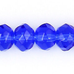 Bead, Polished Pressed Glass, 8x6mm faceted rondelle, Sapphire, lead free