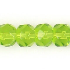 Bead, Polished Pressed Glass, 8x6mm faceted rondelle, Chartreuse, lead free