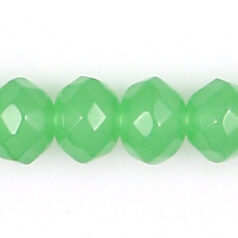 Bead, Polished Pressed Glass, 8x6mm faceted rondelle, Green Opal, lead free